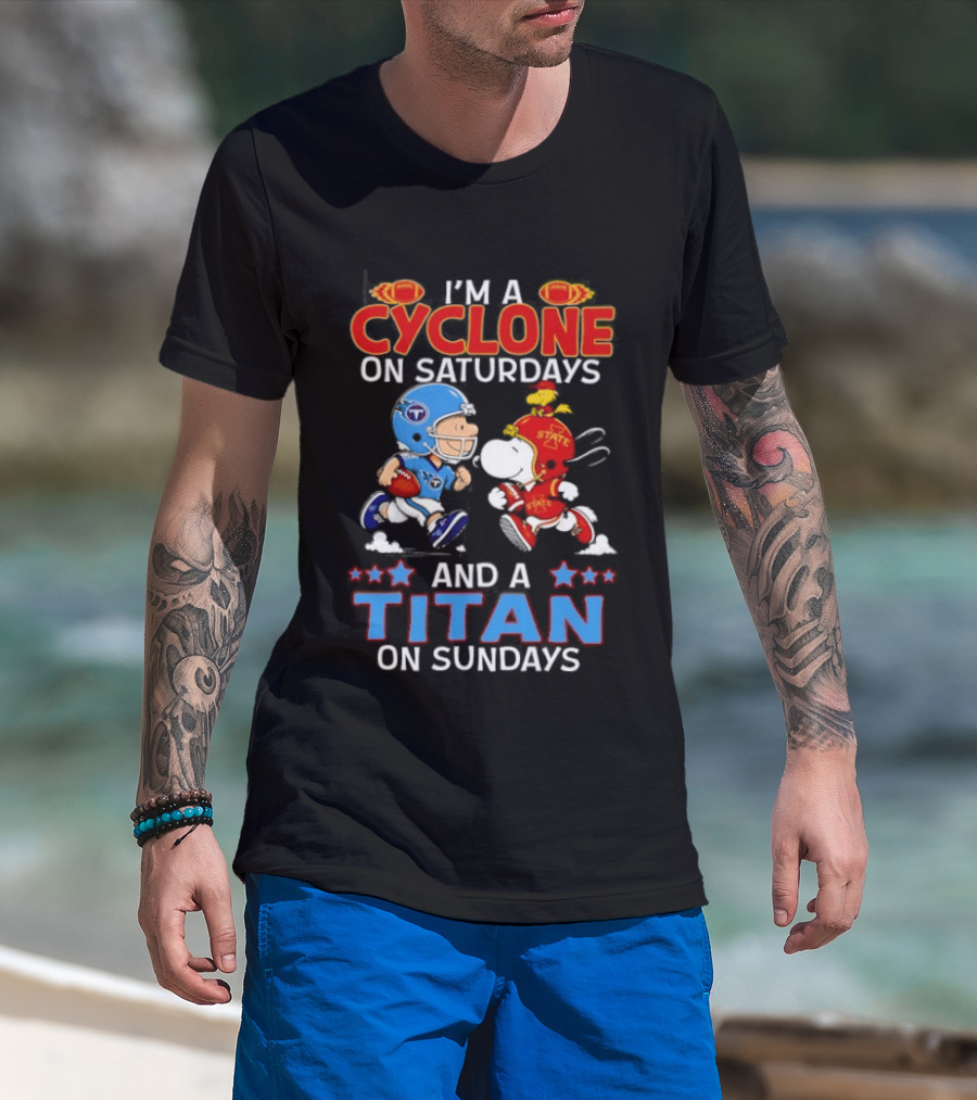 Charlie Brown Cyclone Saturdays Snoopy Titan Sundays Football T-Shirt