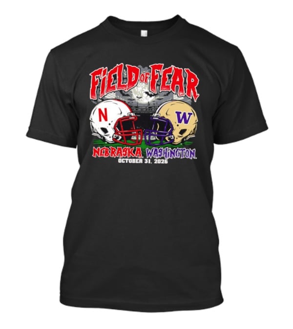 Field Of Fear 2026 Nebraska Cornhuskers Vs Washington Huskies Halloween October 31 T-Shirt