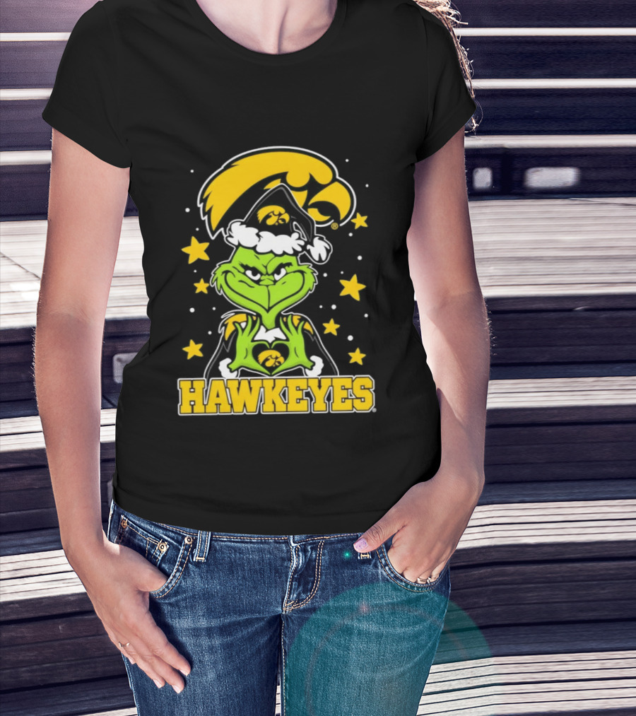 Iowa Hawkeyes Grinch Christmas NCAA Fan Gear T-Shirt