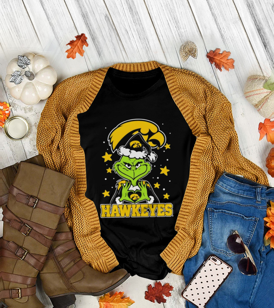 Iowa Hawkeyes Grinch Christmas NCAA Fan Gear T-Shirt
