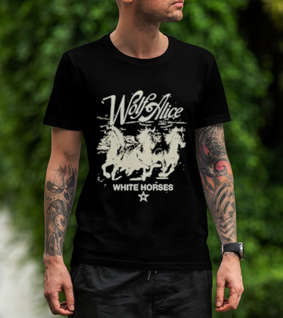 Wolf Alice White Horses Star Motif T-Shirt