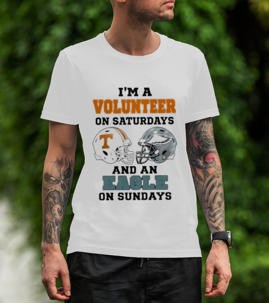 I'm A Volunteer On Saturdays And An Eagle On Sundays Football Helmets T-Shirt