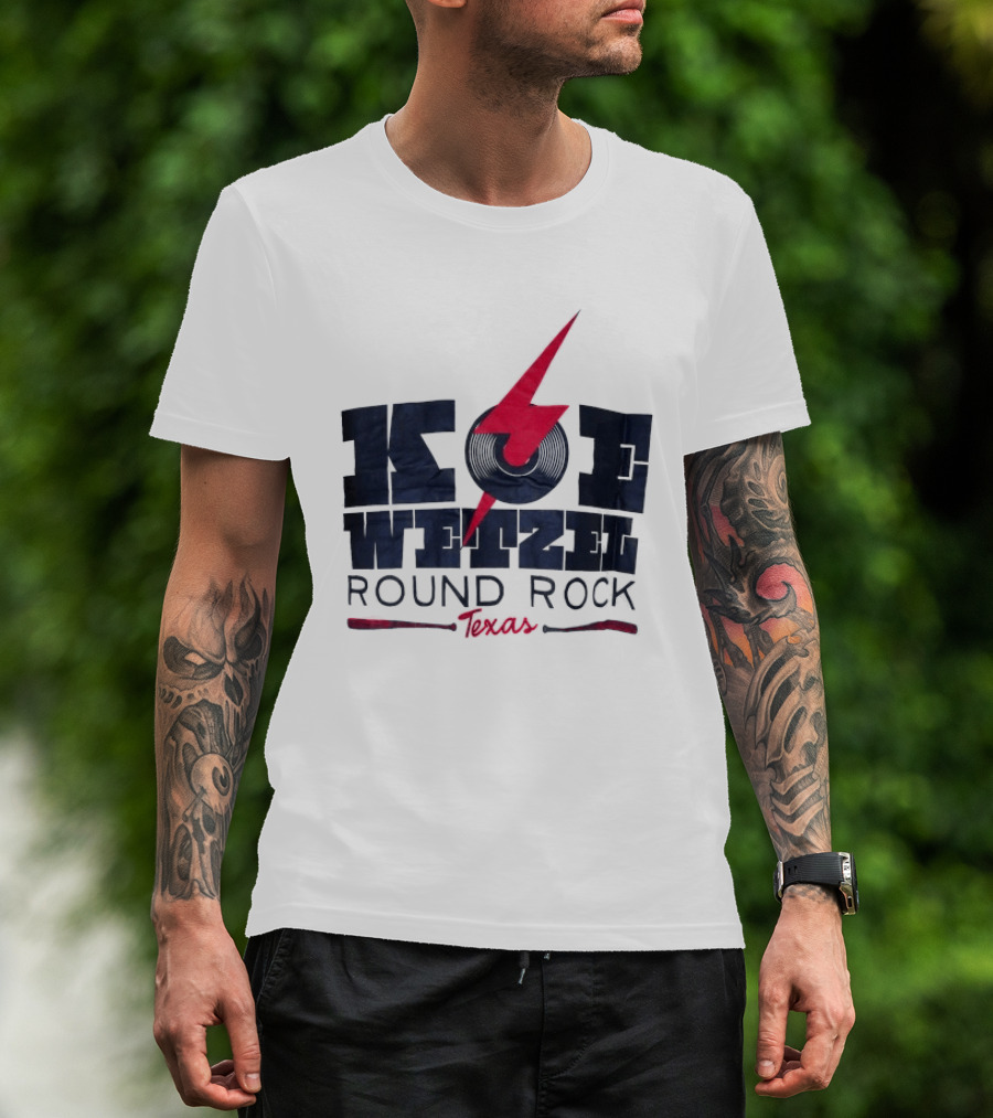 Koe Wetzel Round Rock Texas Red Lightning Bolt And Record T-Shirt
