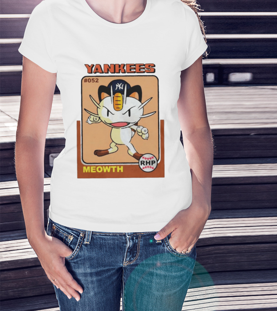 Yankees Meowth #052 RHP Baseball Card T-Shirt