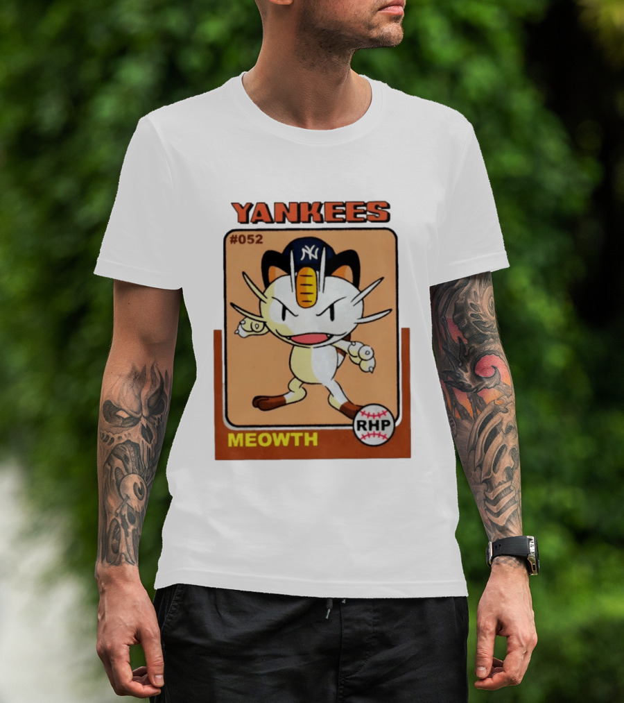 Yankees Meowth #052 RHP Baseball Card T-Shirt