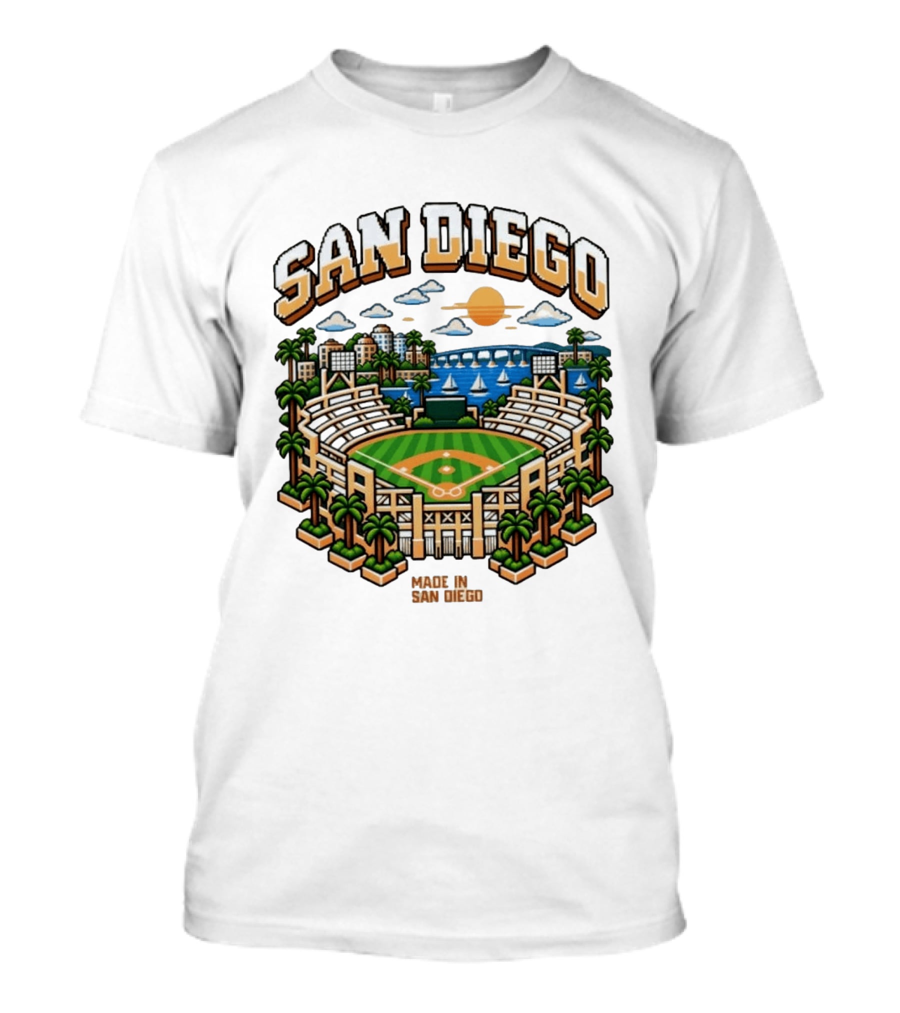 San Diego Pixel Art Petco Park Skyline Made In San Diego T-Shirt