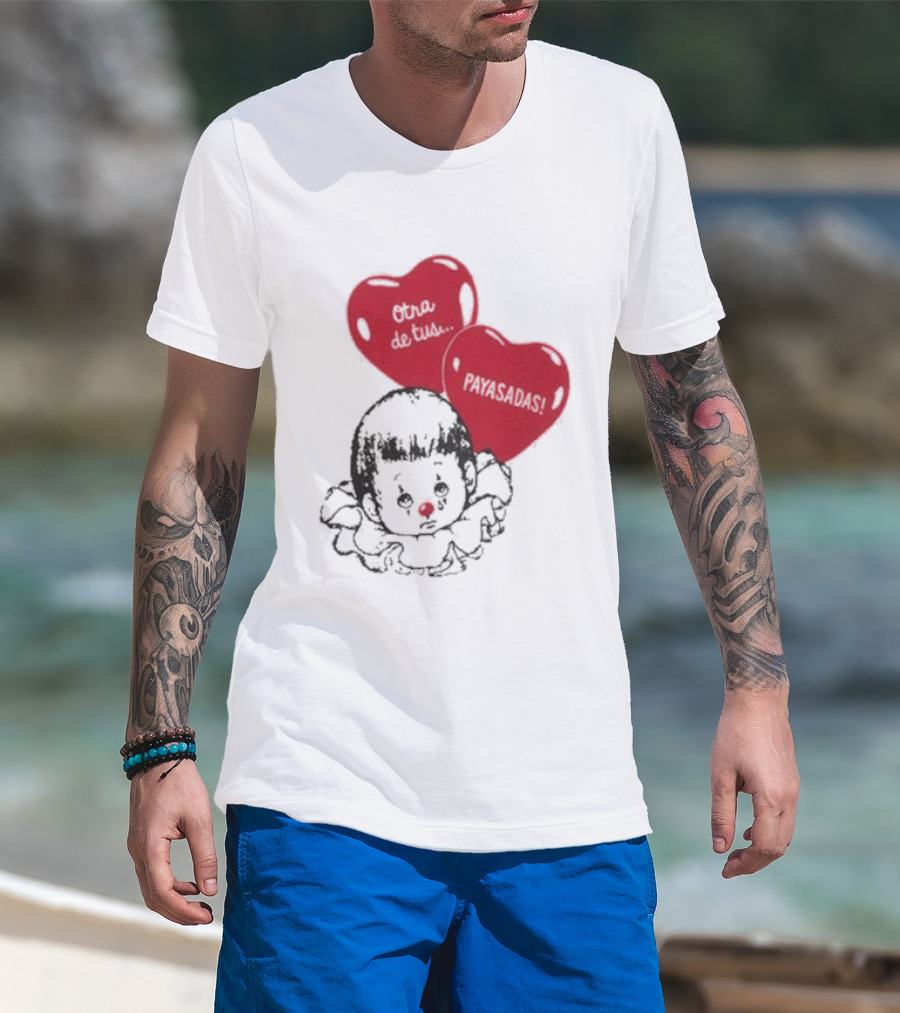 Willy Chavarria Payasadas Red Heart Balloons And Child Clown T-Shirt