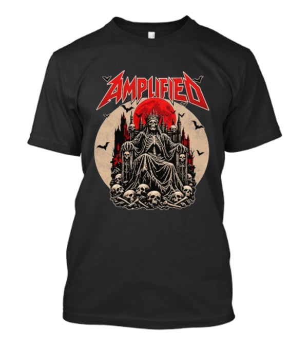 Amplified King Of Skulls Throne Undead Bats Gothic Red Moon T-Shirt