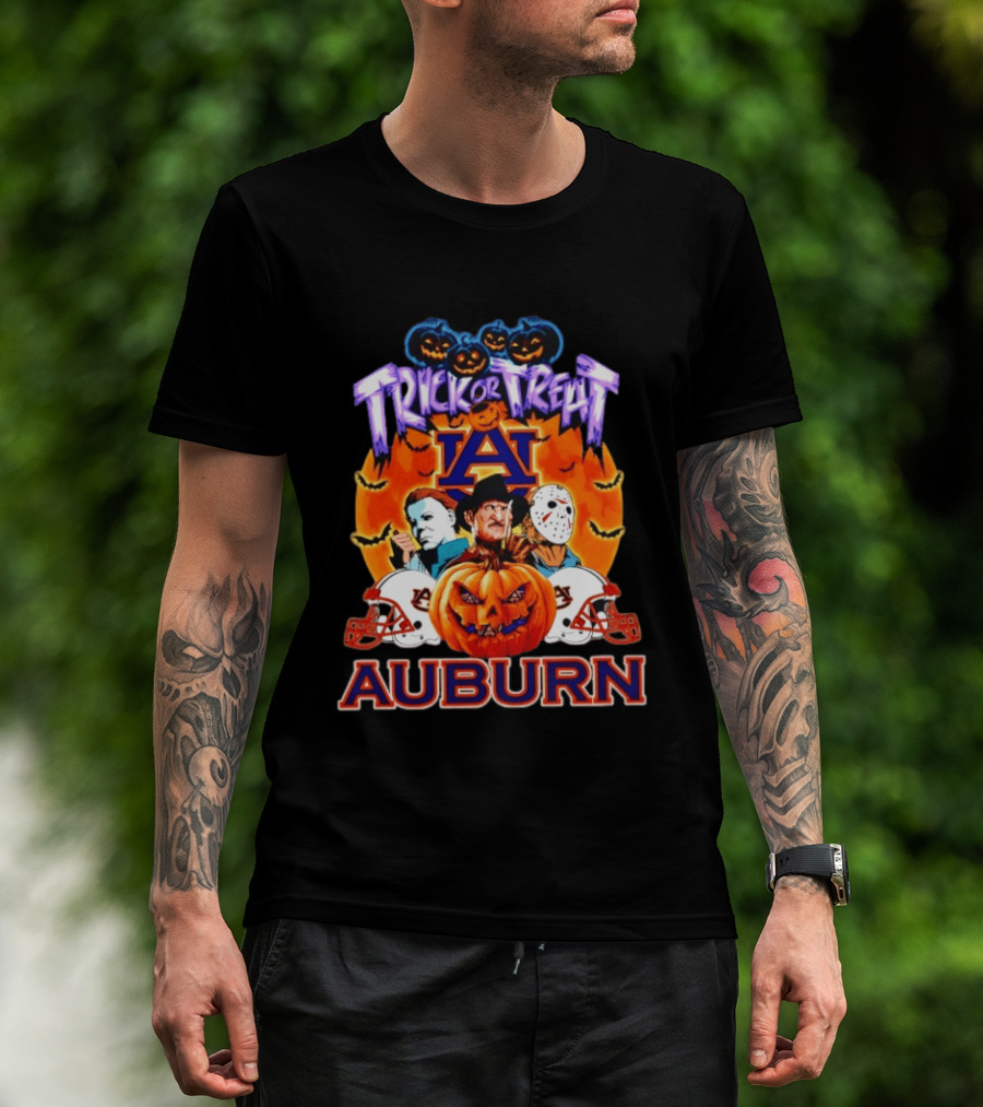 Auburn Tigers Halloween Trick Or Treat Horror Characters 2026 T-Shirt
