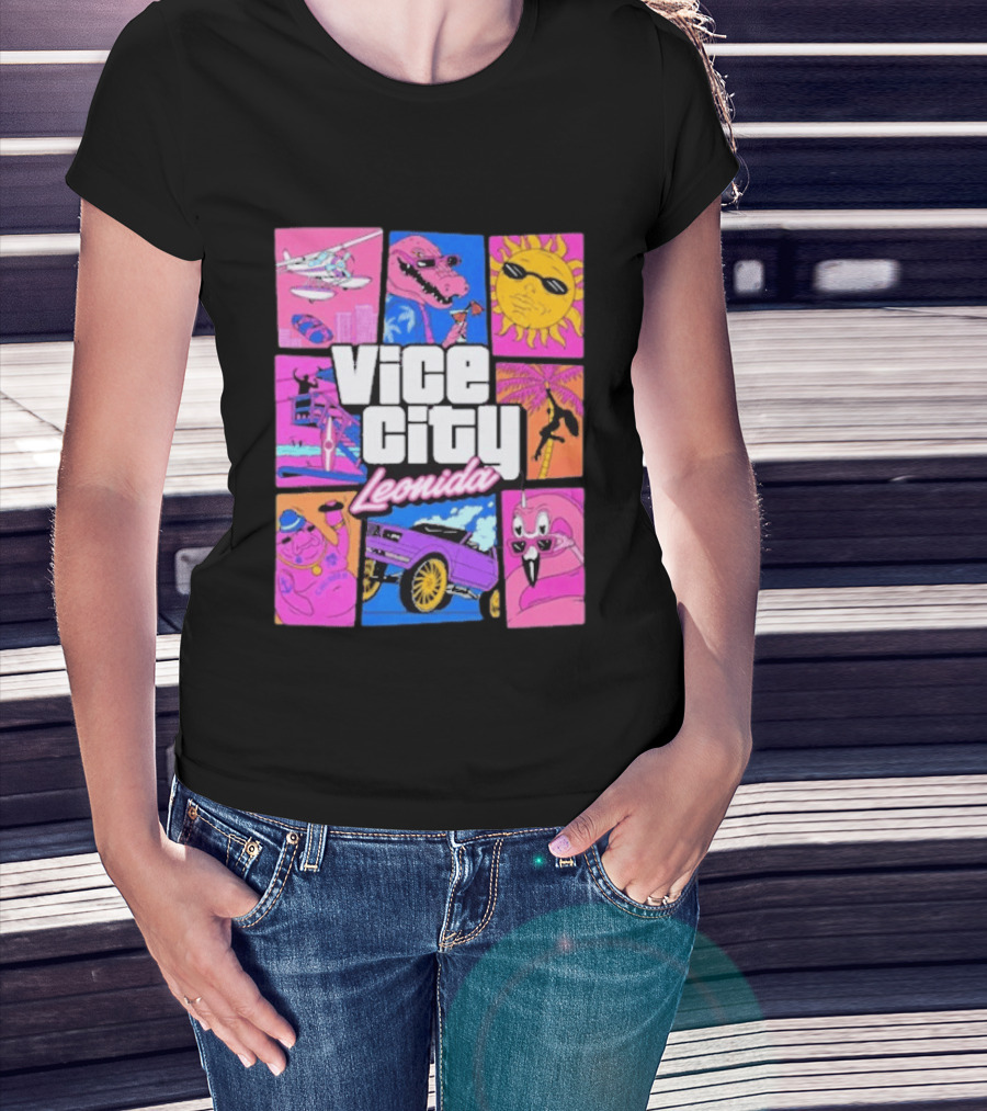 Vice City Leonida Sun Shades Crocodile Pink Car T-Shirt