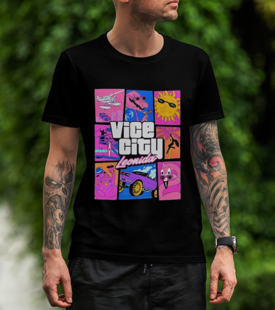 Vice City Leonida Sun Shades Crocodile Pink Car T-Shirt