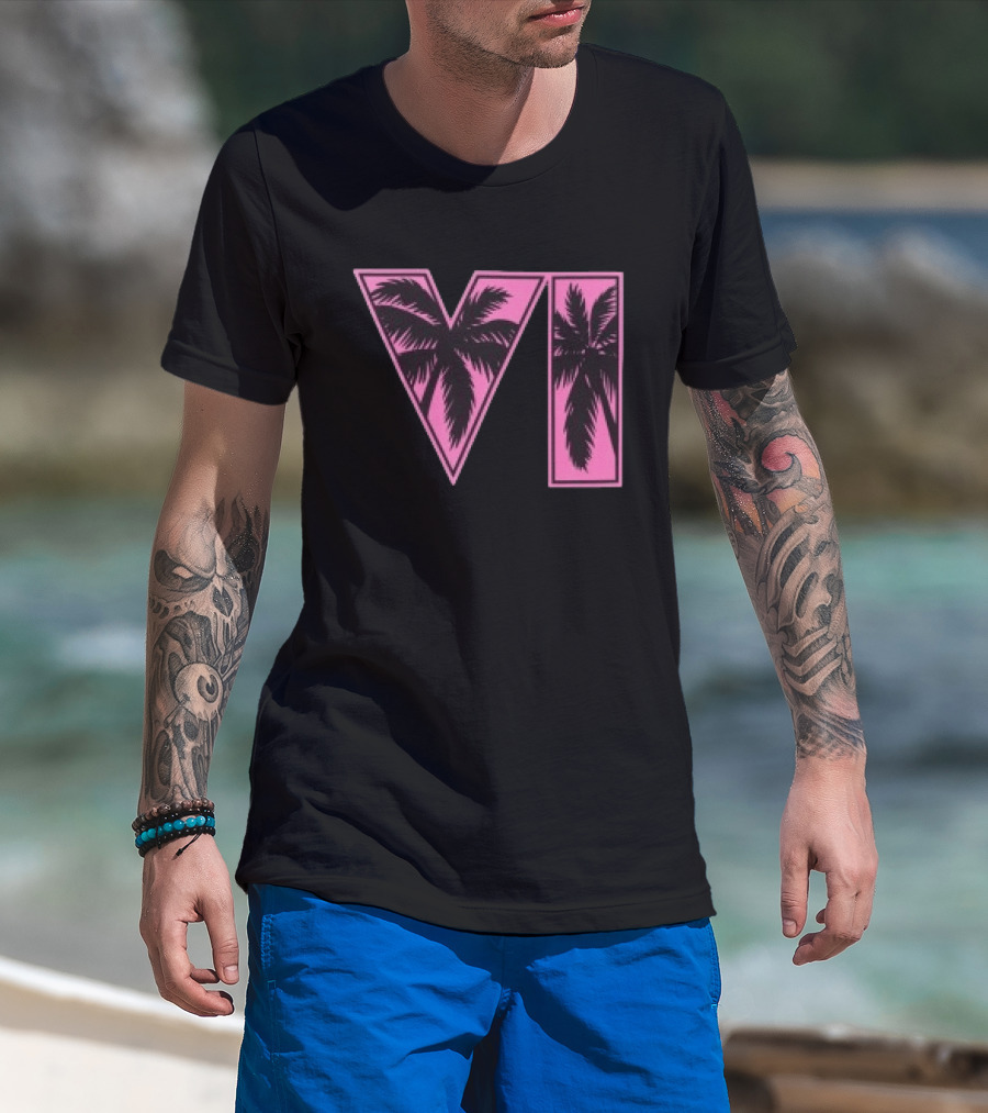 Rockstar Games Grand Theft Auto VI Pink Palm Trees T-Shirt