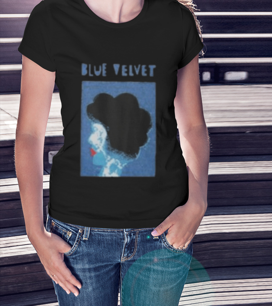 Blue Velvet Afro Silhouette Red Lips T-Shirt