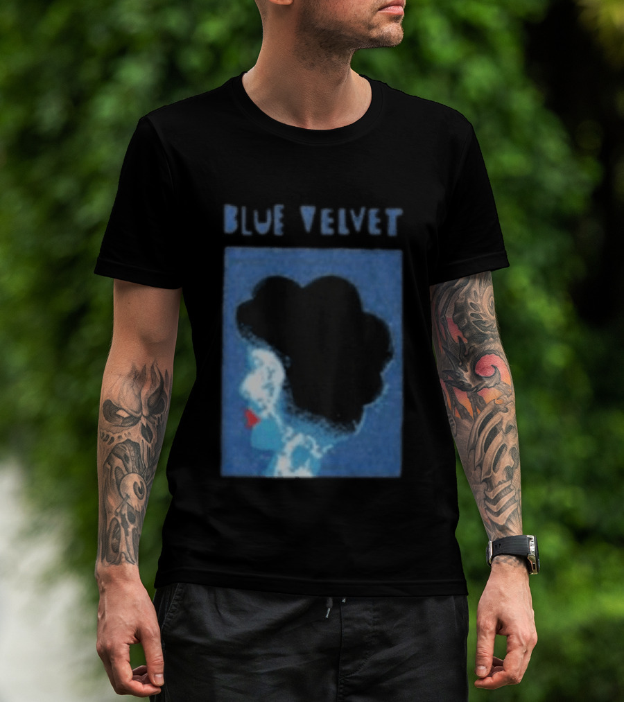 Blue Velvet Afro Silhouette Red Lips T-Shirt
