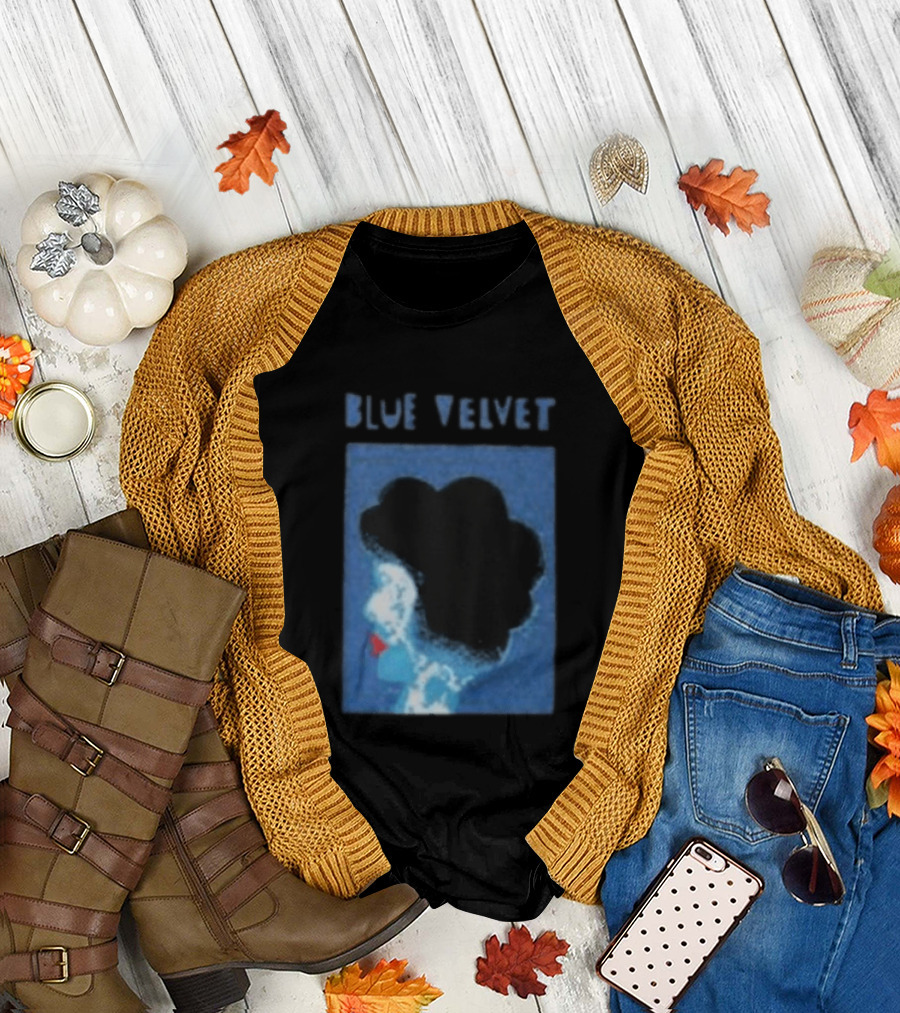 Blue Velvet Afro Silhouette Red Lips T-Shirt