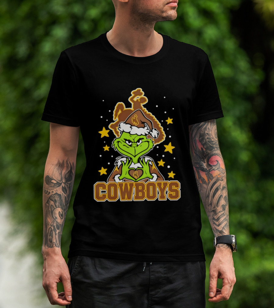 Grinch Cowboys Christmas Wyoming College Football T-Shirt