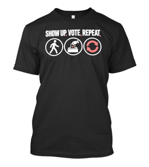 Show Up Vote Repeat Walking Ballot Box Cycle T-Shirt