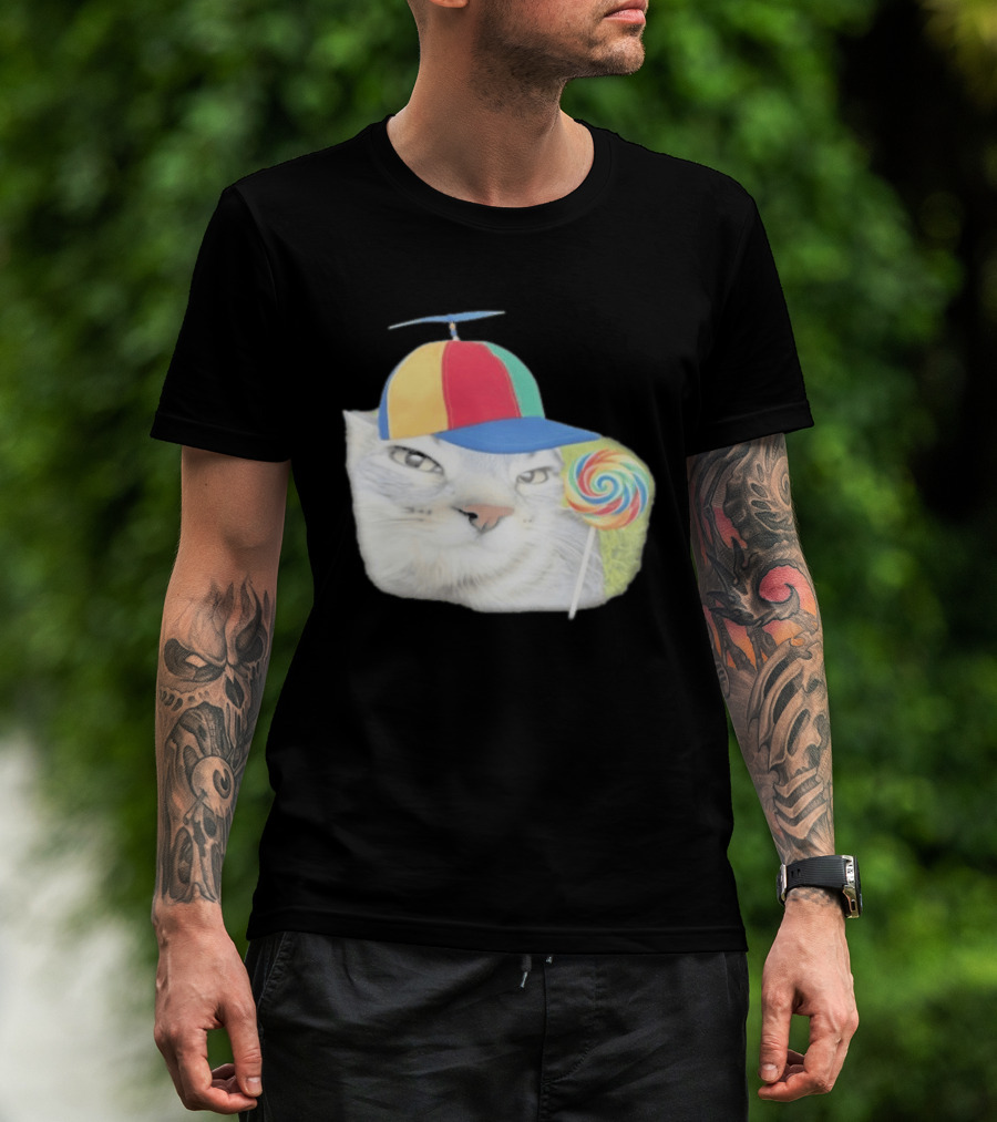 Silly Kitty Cat Candy Rainbow Cap Lollipop T-Shirt