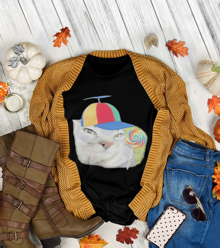 Silly Kitty Cat Candy Rainbow Cap Lollipop T-Shirt