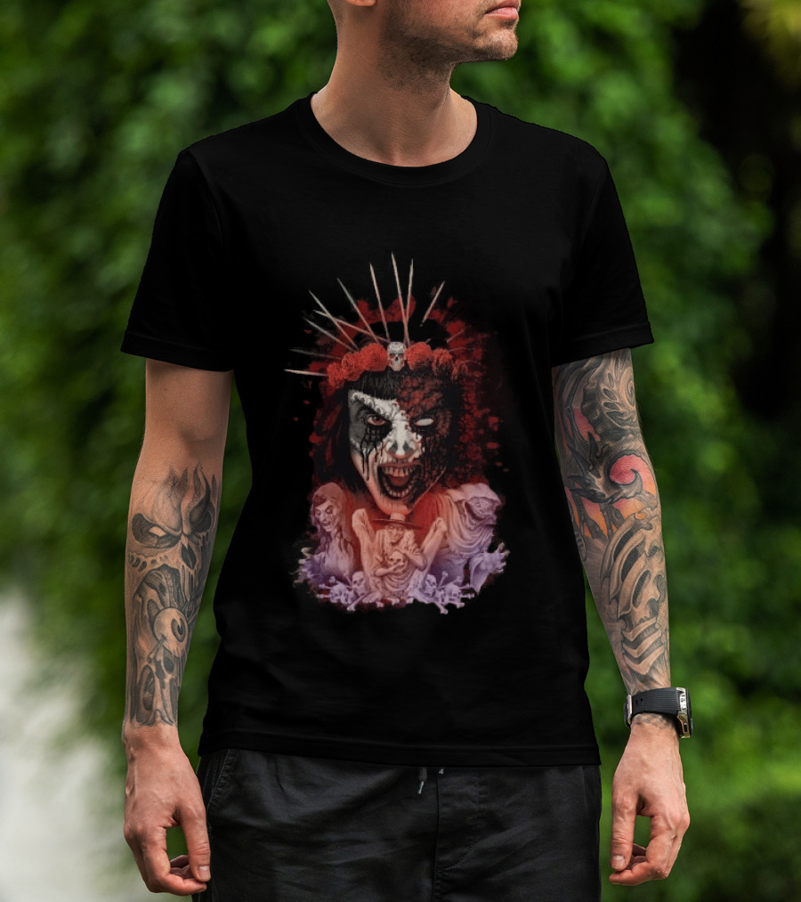 Universal Halloween Horror Nights 2026 Masked Horror Queen And Ghoulish Figures T-Shirt