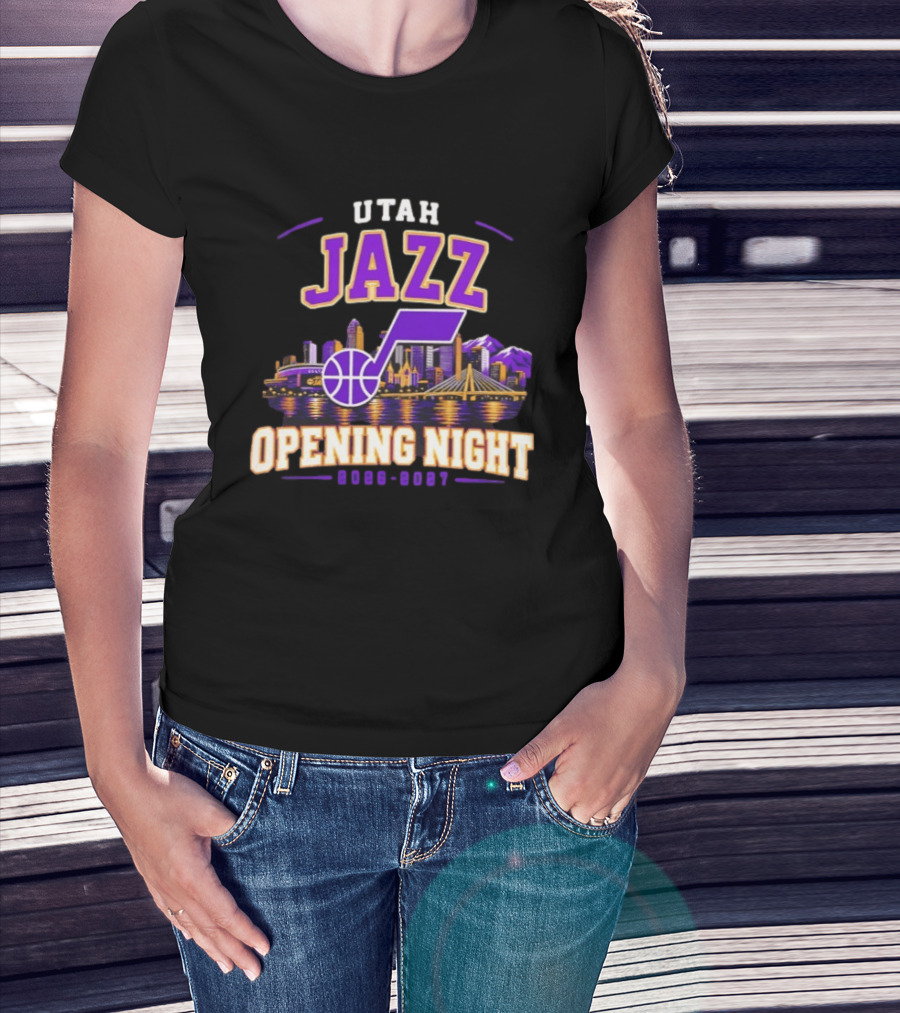 Utah Jazz NBA Opening Night 2026 2027 Skyline T-Shirt