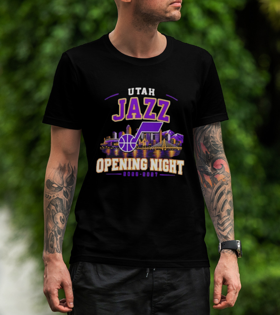 Utah Jazz NBA Opening Night 2026 2027 Skyline T-Shirt