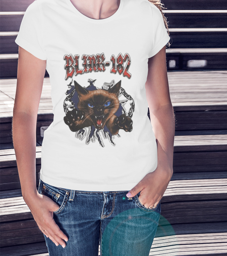 Blink 182 Cheshire Cat Angry Siamese Chain Breakout T-Shirt