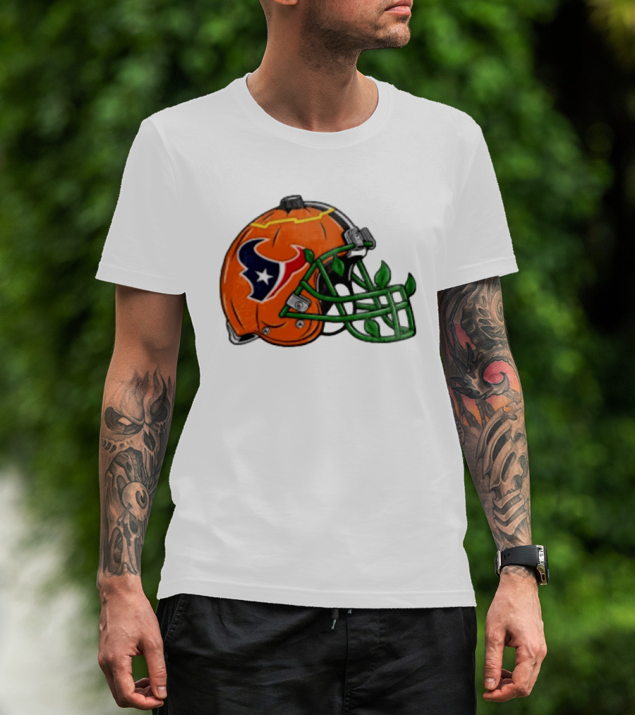 Houston Texans Pumpkin Helmet Halloween Football Fan T-Shirt