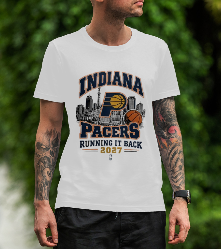 Indiana Pacers Running It Back 2027 NBA Basketball Skyline T-Shirt