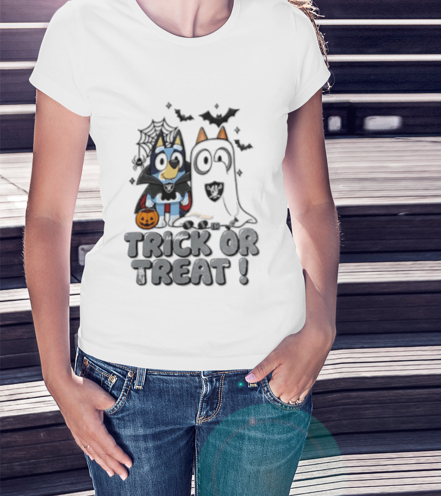 Las Vegas Raiders Bluey Trick Or Treat Halloween Costume Party T-Shirt
