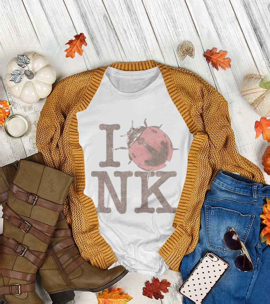Noah Kahan Store I Love NK Pink Ladybug T-Shirt