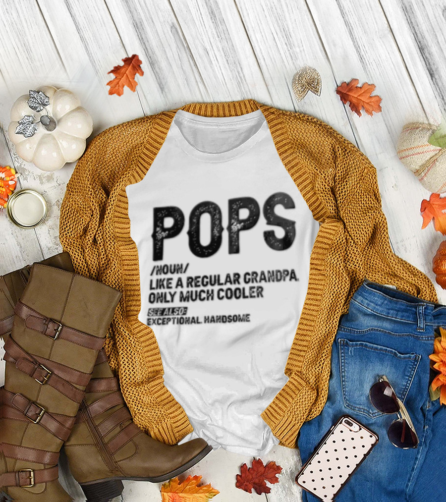 Pops Noun Regular Grandpa Cooler Exceptional Handsome T-Shirt