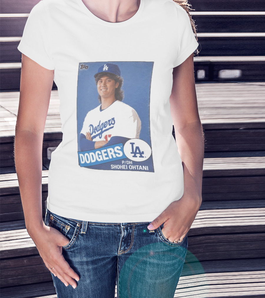 Shohei Ohtani Dodgers P/DH 80s Topps Los Angeles Baseball Card T-Shirt