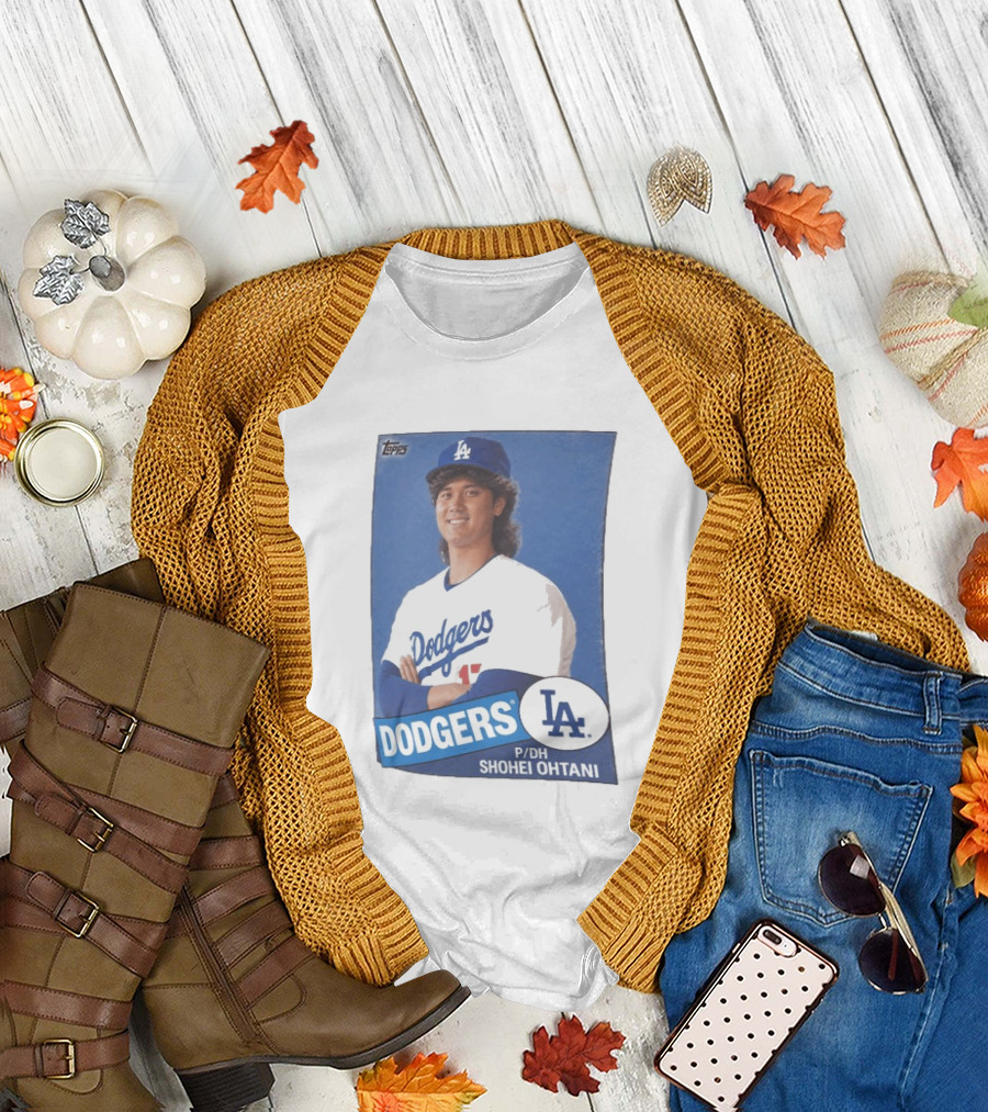 Shohei Ohtani Dodgers P/DH 80s Topps Los Angeles Baseball Card T-Shirt