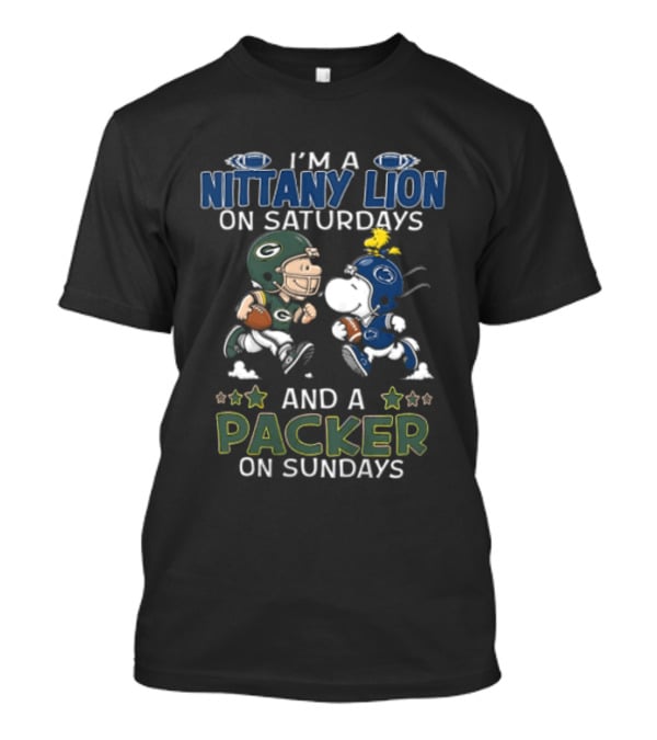 Peanuts Charlie Brown And Snoopy Nittany Lion Saturdays Packer Sundays T-Shirt