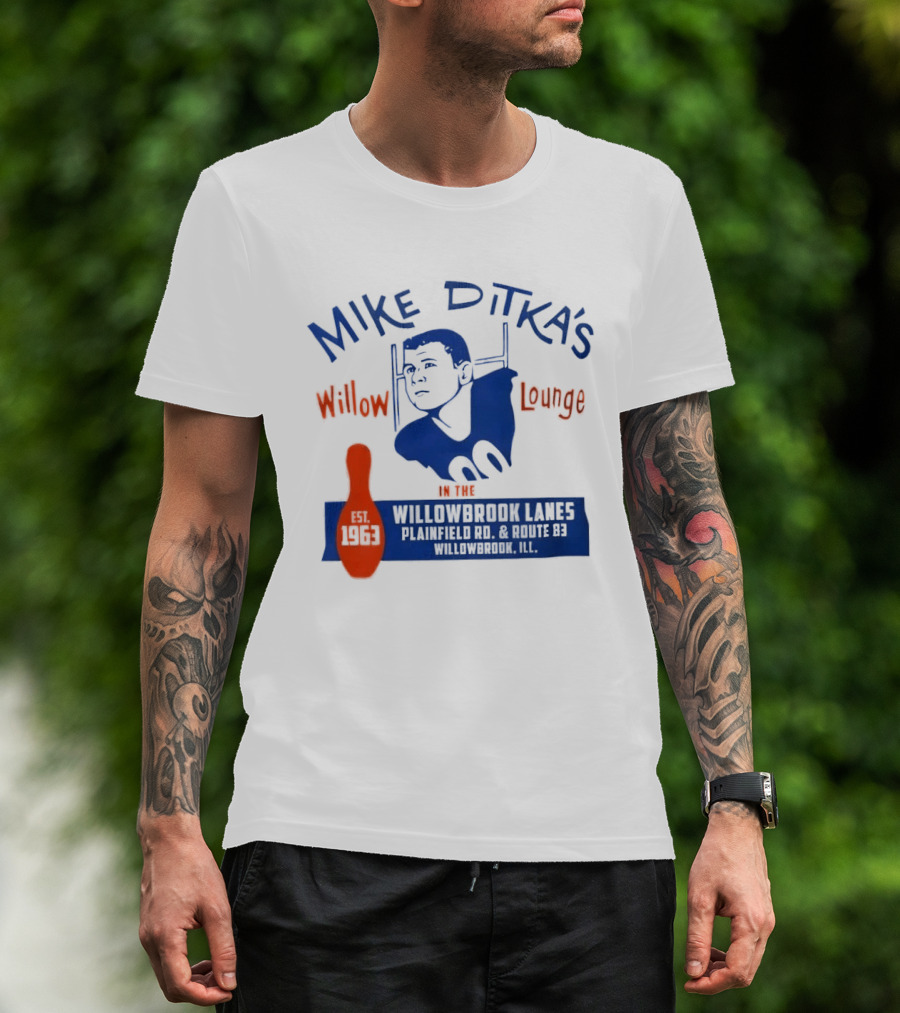 Mike Ditka's Willow Lounge Northwest Highway Chicago Retro Blue And Orange Appeal T-Shirt