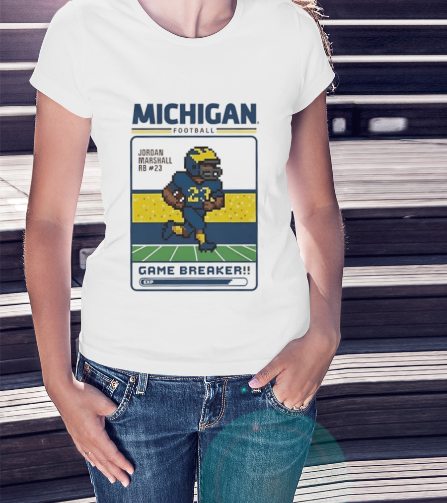 Jordan Marshall Michigan Football Game Breaker Pixel Art #21 T-Shirt