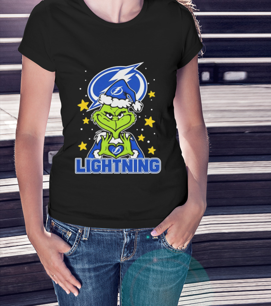 Tampa Bay Lightning Christmas Grinch Holiday Fan T-Shirt