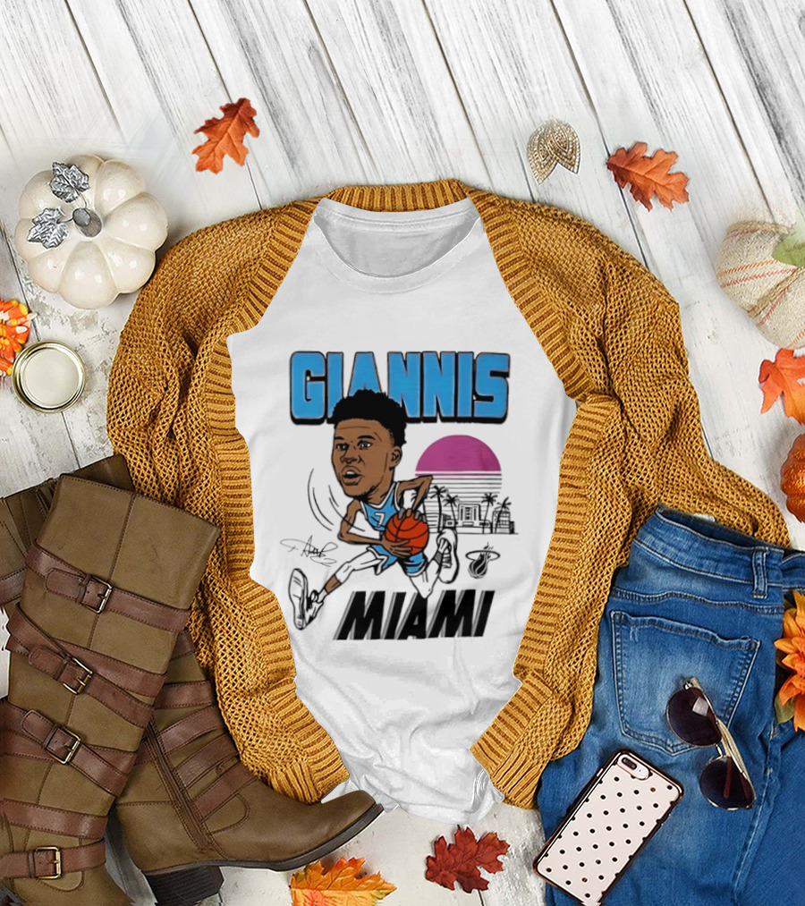 Giannis Antetokounmpo Vice City Miami Heat Caricature T-Shirt