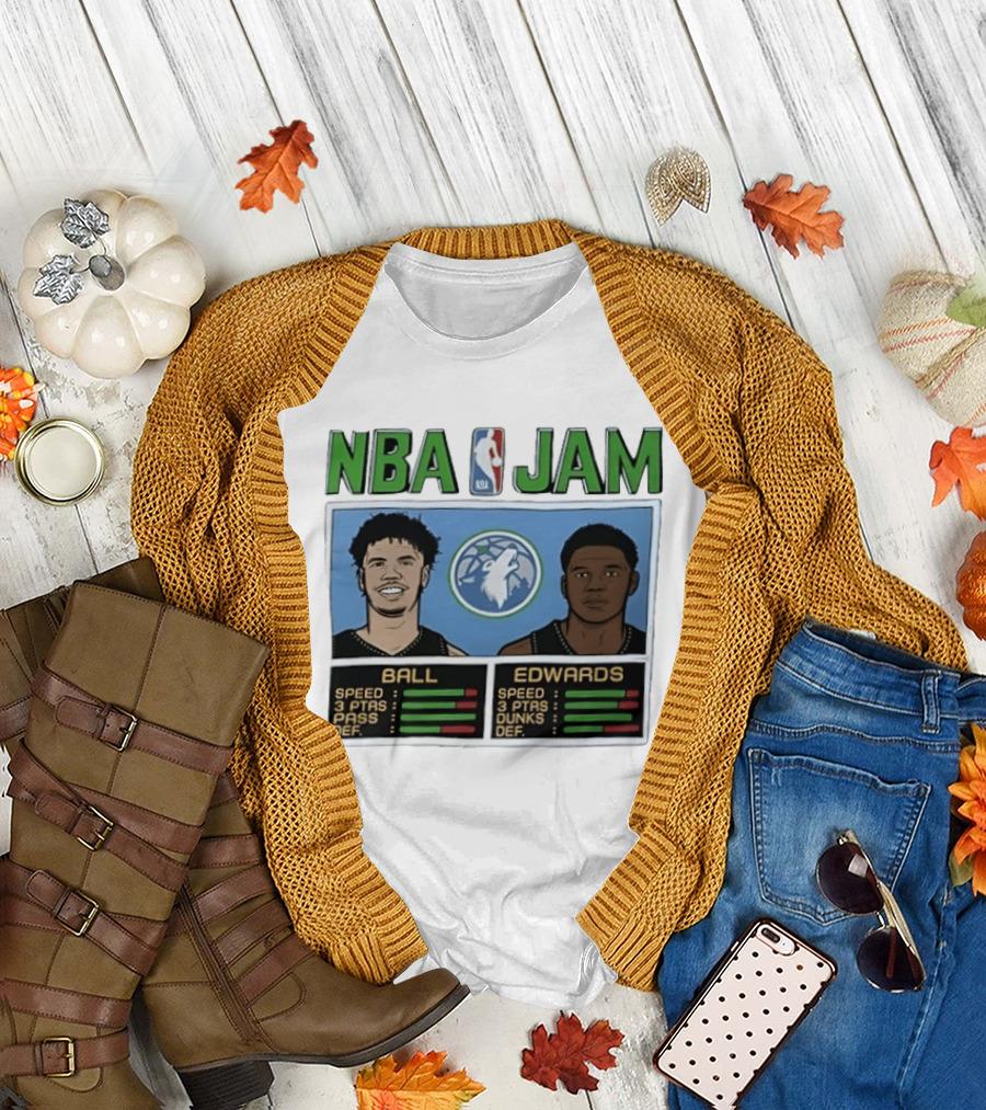 NBA Jam Minnesota Timberwolves LaMelo Ball Anthony Edwards T-Shirt