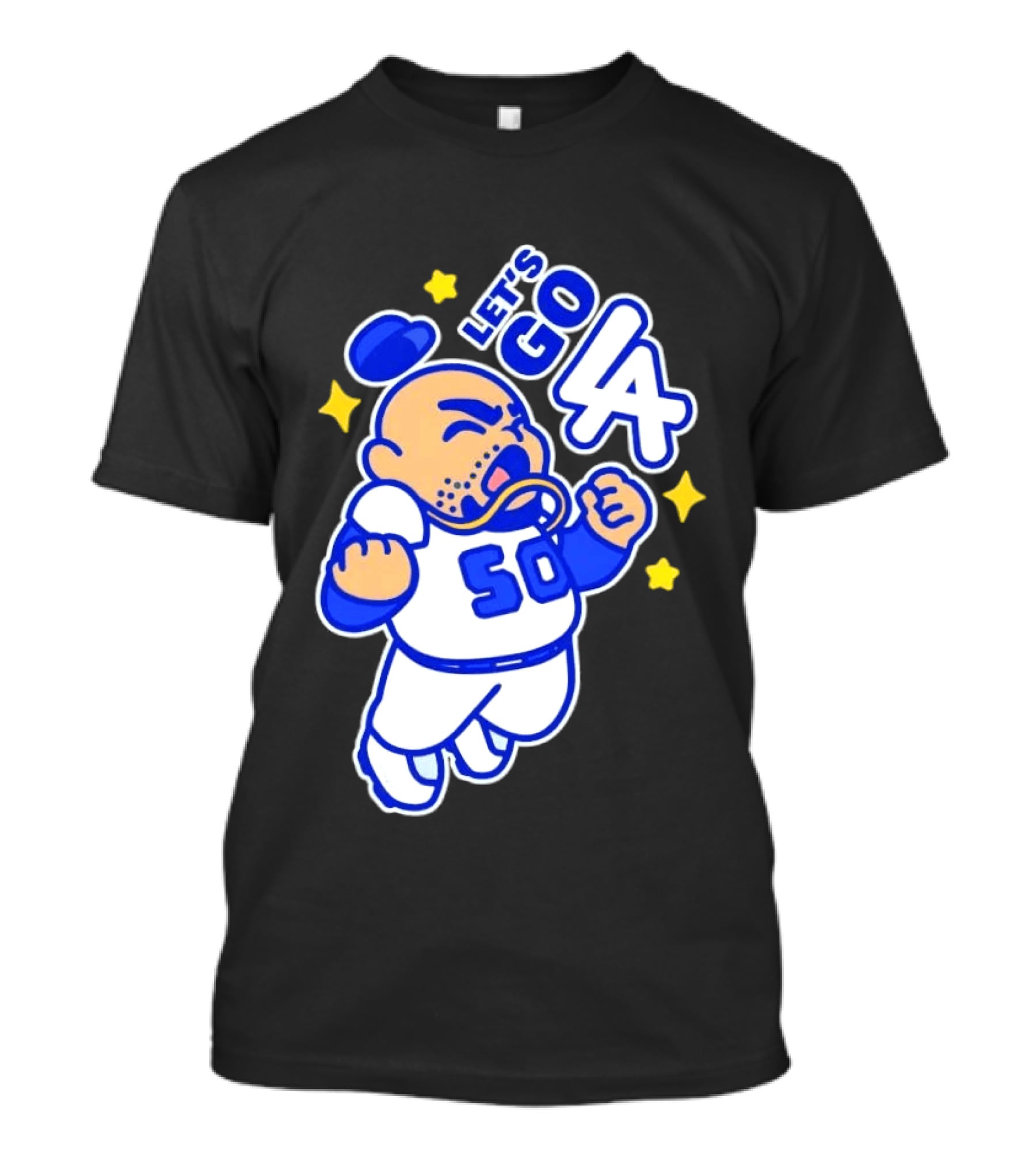 Let's Go LA No 50 Baseball Cartoon Player T-Shirt