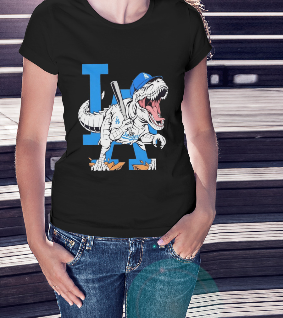 Los Angeles Dodgers Rex Baseball Cap Bat LA Letter T-Shirt