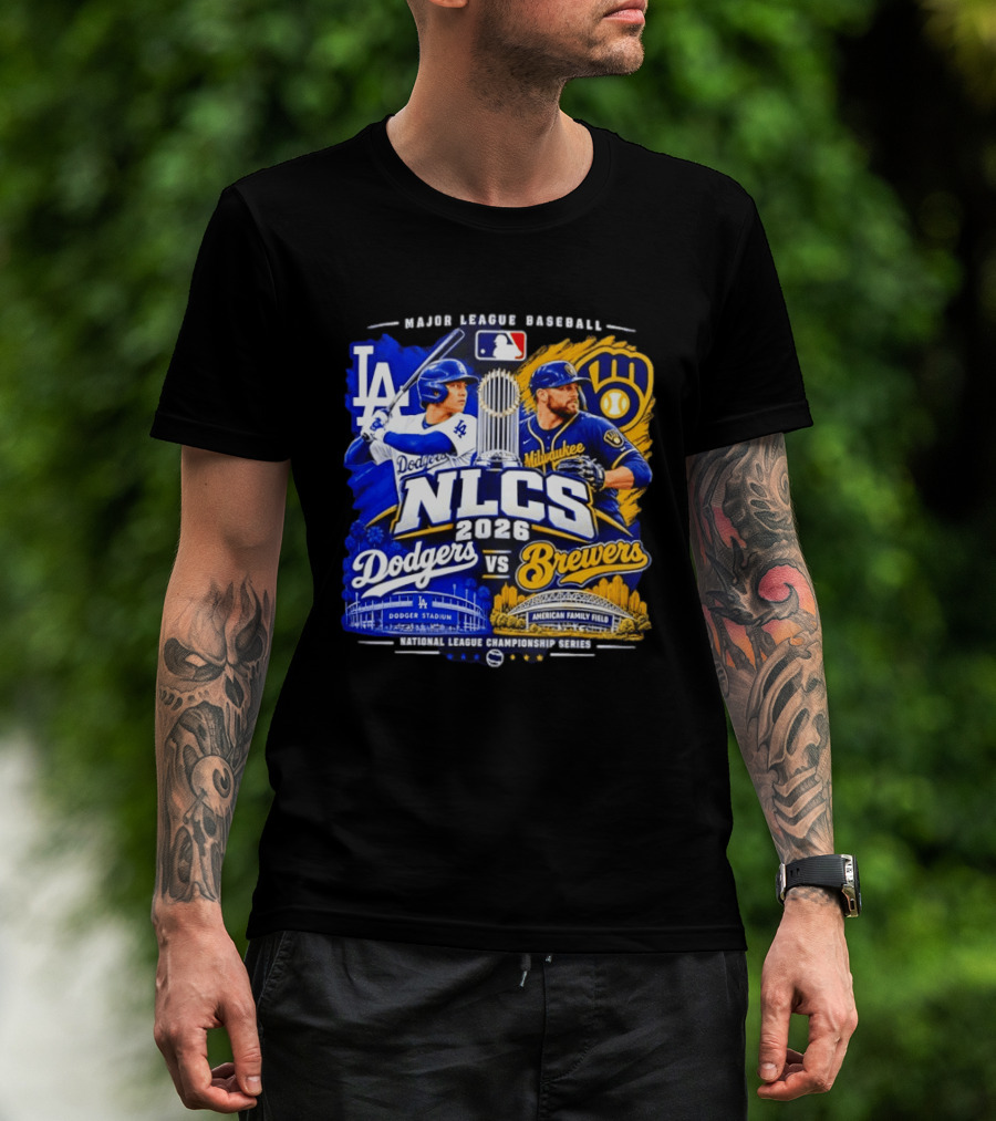 2026 NLCS Los Angeles Dodgers Vs Milwaukee Brewers Matchup At Dodger Stadium And American Family Field T-Shirt