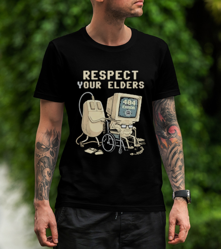 Respect Your Elders 404 Error Tech Hilarious Old Computer Mouse T-Shirt