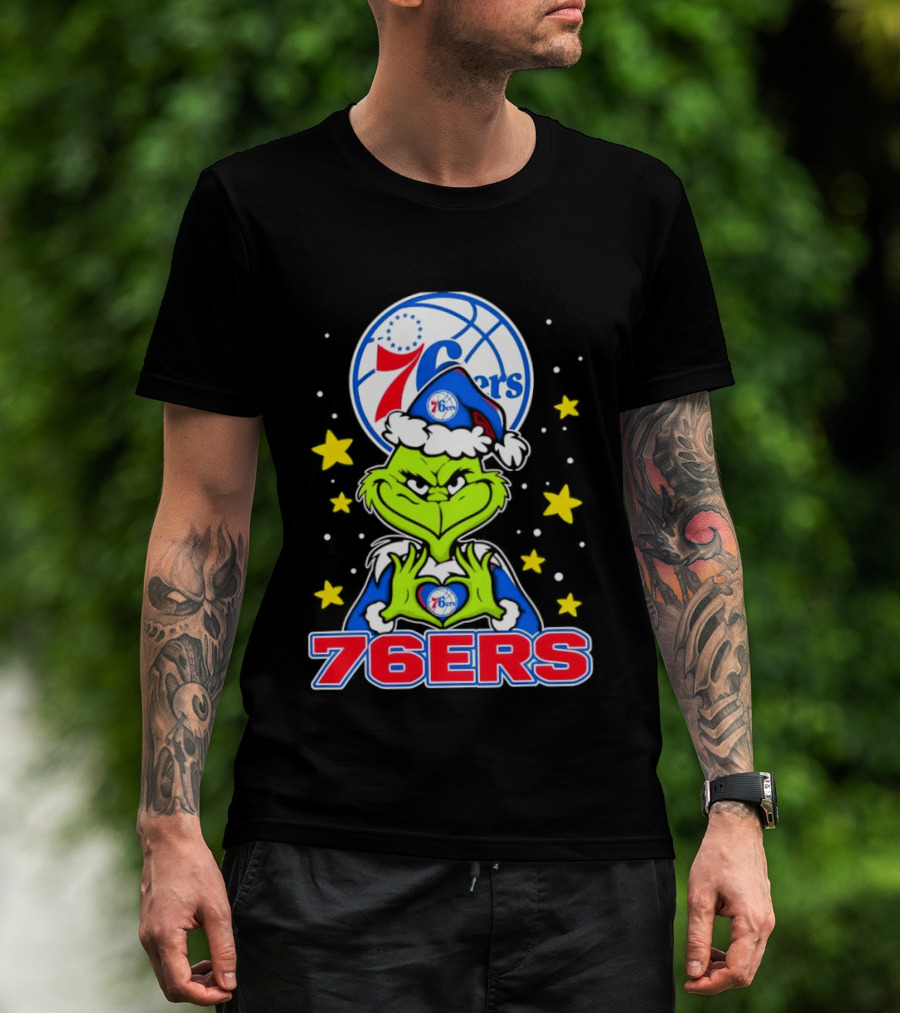 Philadelphia 76ers Christmas Grinch Basketball Holiday T-Shirt