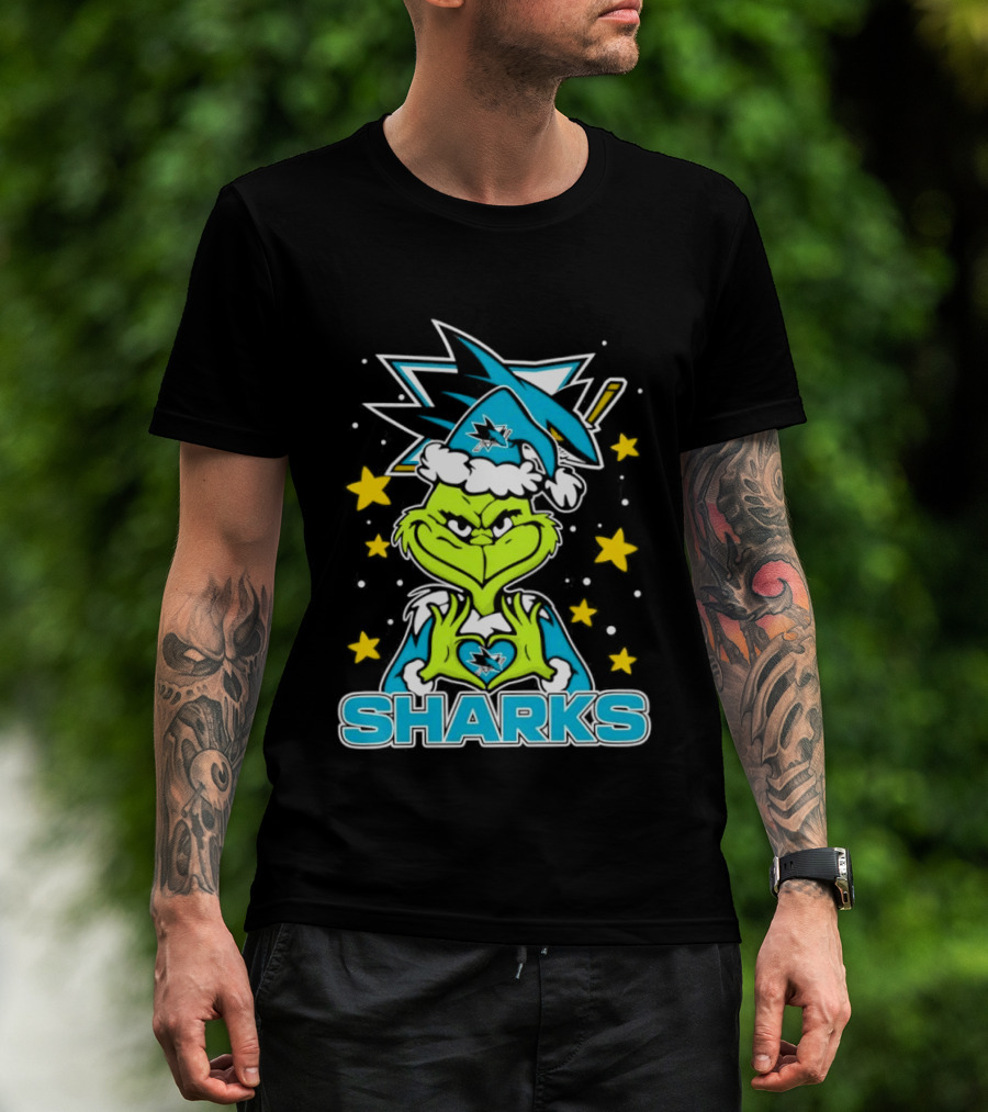The Grinch San Jose Sharks Christmas NHL Holiday Collaboration T-Shirt