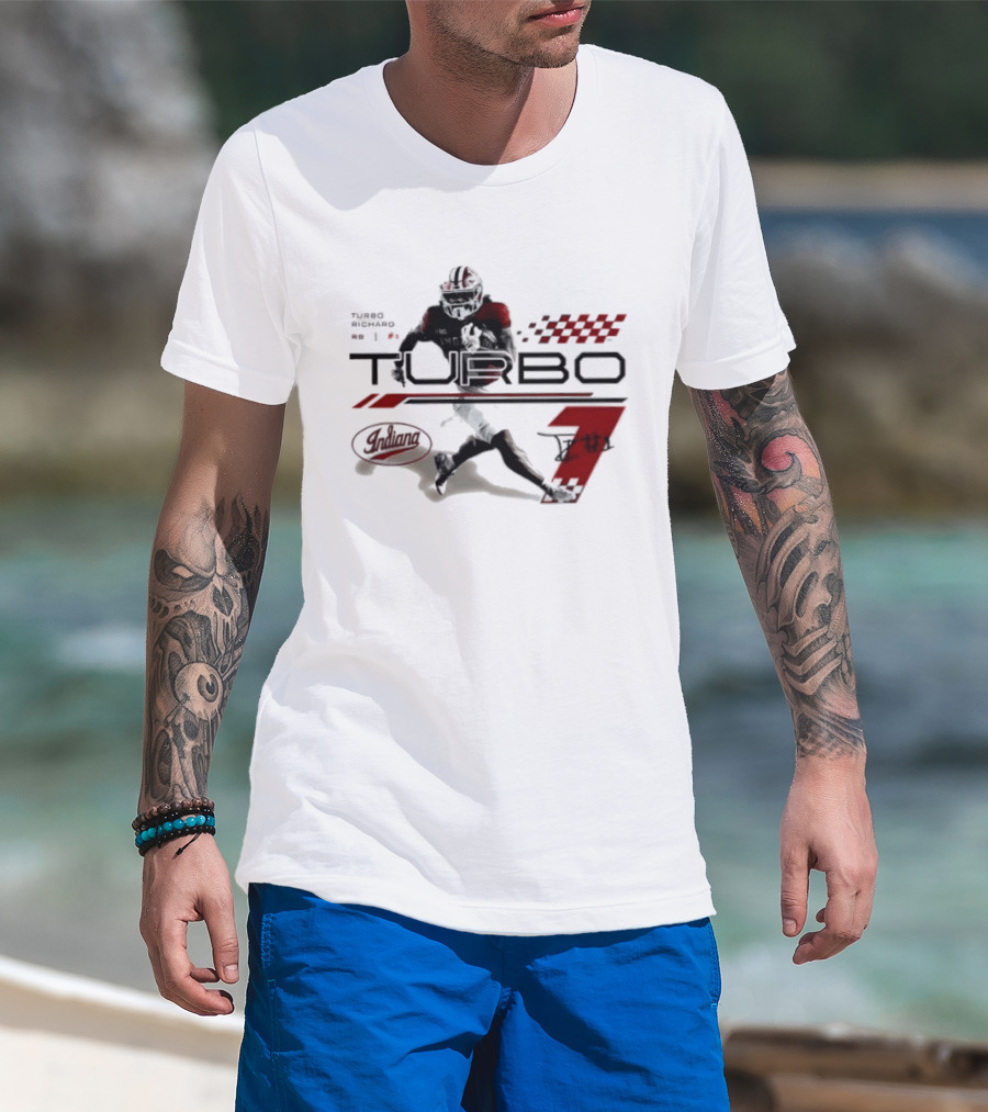 Indiana Hoosiers Turbo Richard Football Graphics Racing T-Shirt