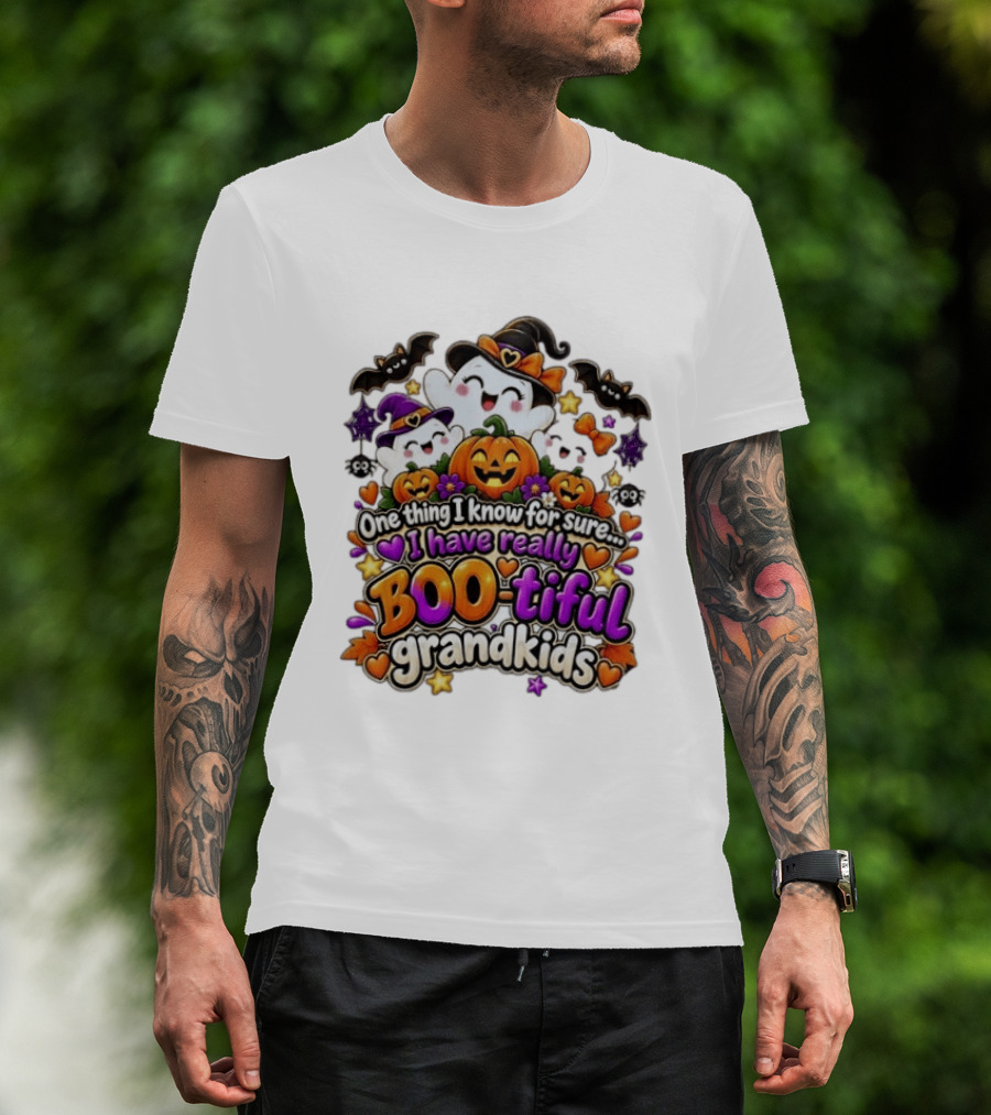 One Thing I Know For Sure I Have Really BOO Tiful Grandkids Halloween Ghost Pumpkin T-Shirt