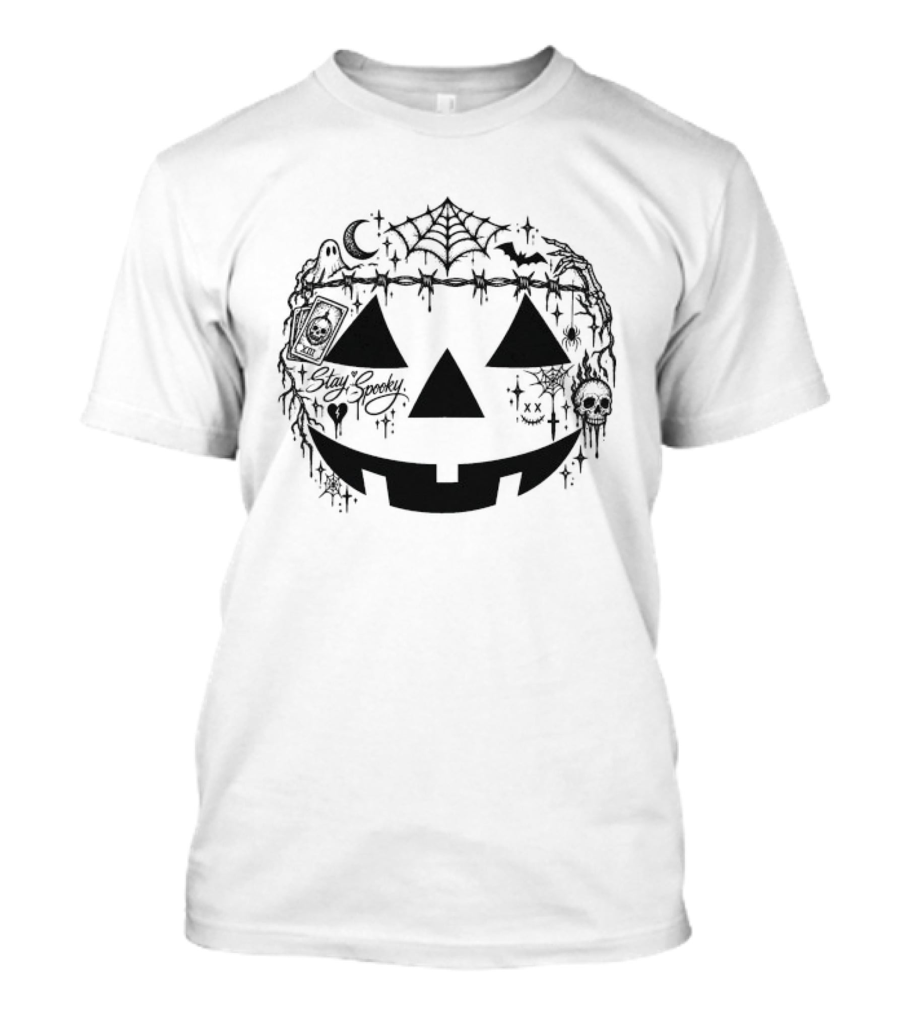 Stay Spooky 2026 Pumpkin Halloween Creepy Web T-Shirt