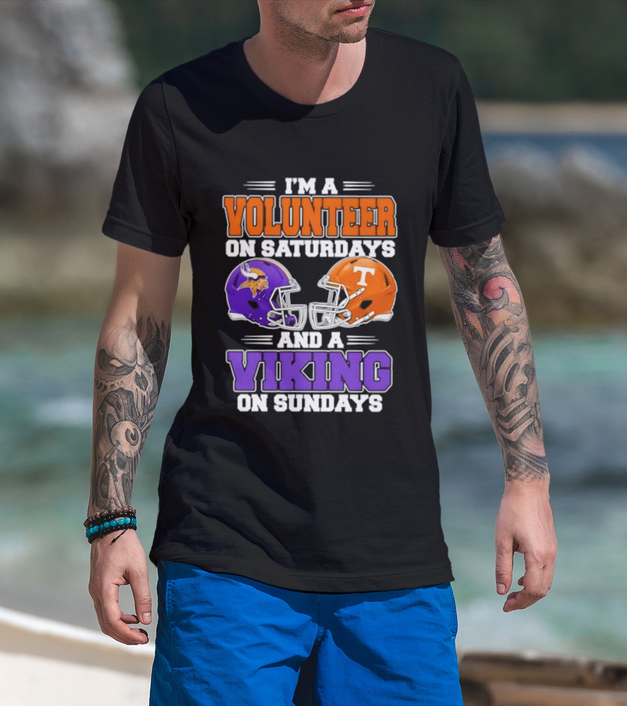 I'm A Volunteer On Saturdays And A Viking On Sundays Football Helmets T-Shirt